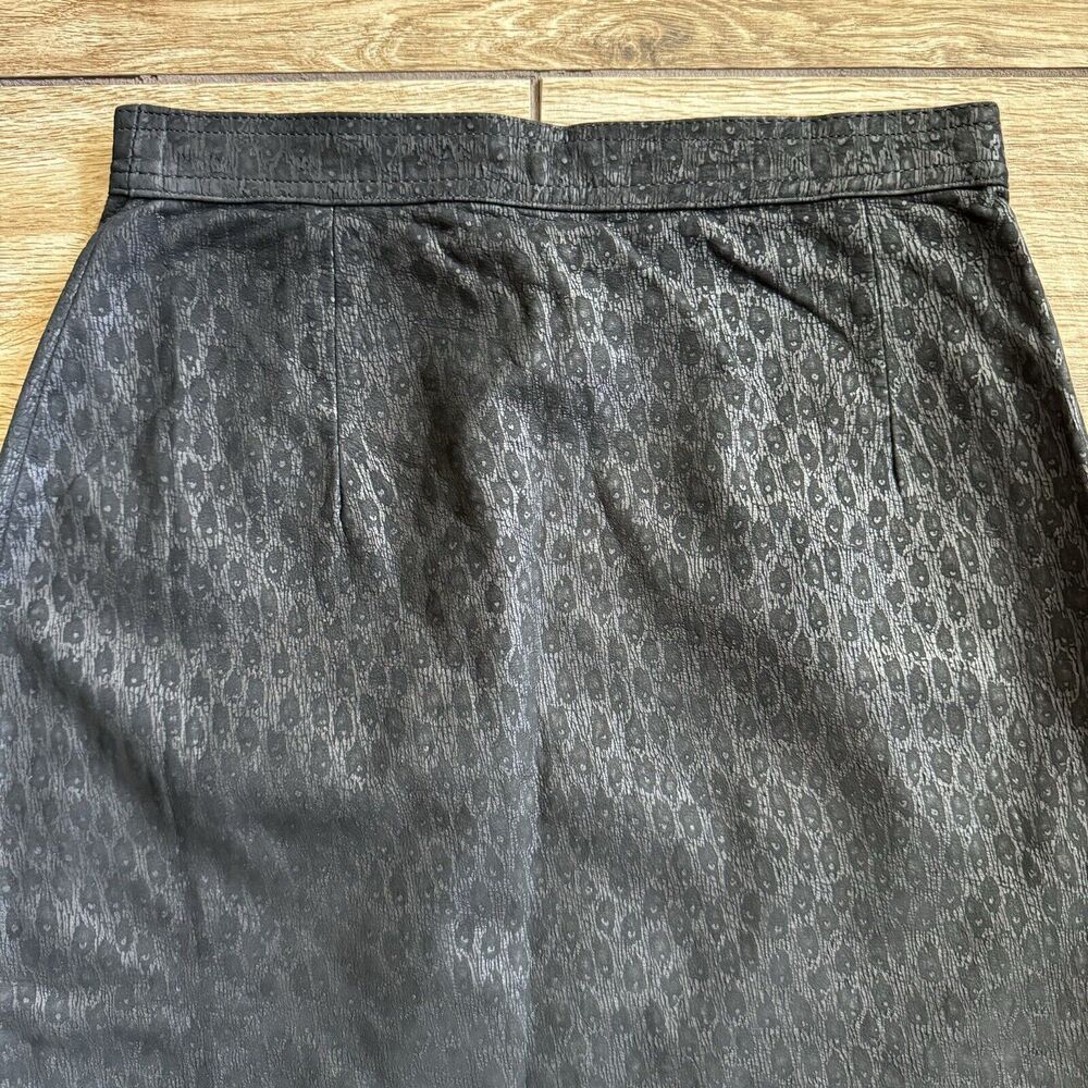 VTG Black Embossed Leather Pencil Skirt Sarah Taylor - Picture 4 of 14